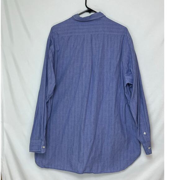 Gitman Bros Mens Size 18-36 Blue Plaid Button Front Long Sleeve Dress Shirt - Picture 2 of 8